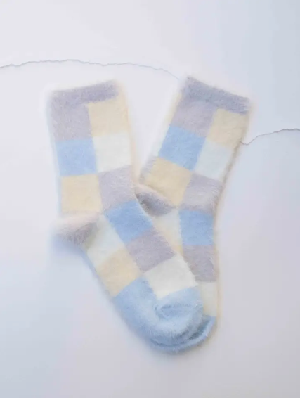 Checkered Fuzzy Socks