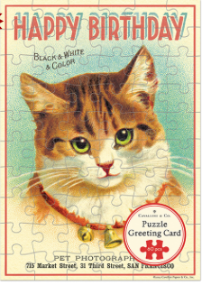 Happy Birthday Cat Puzzle Greeting Card
