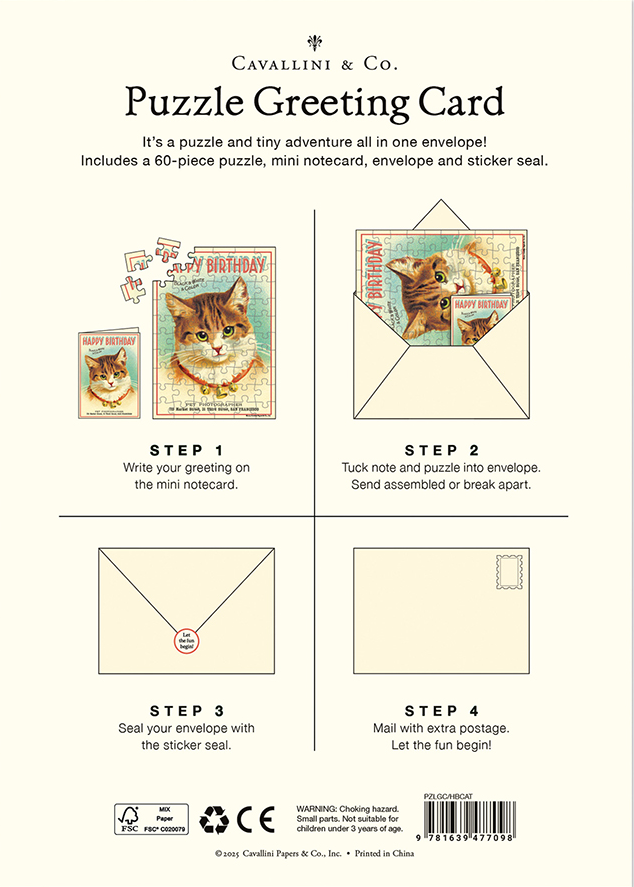 Happy Birthday Cat Puzzle Greeting Card