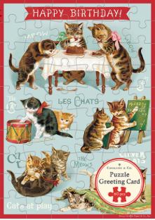 Birthday Cat's Play Puzzle Greeting Card