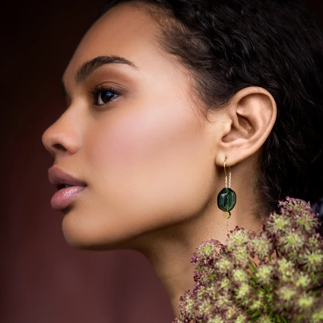 Refined Glass Organic Threader Earrings