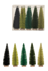 Green Mini Bottle Brush Trees - Set/10