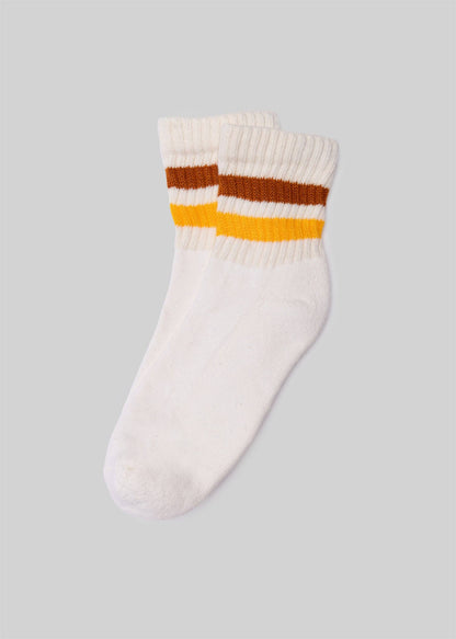Orange + Gold - Retro Stripe Quarter Crew Sock