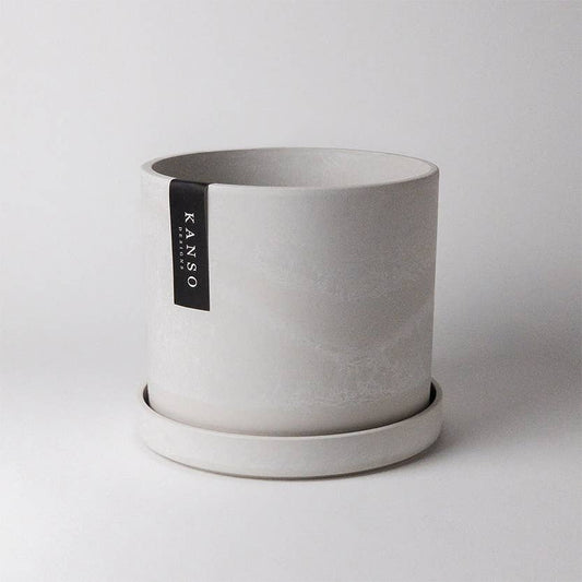 7" Signature Planter & Saucer : White Stone