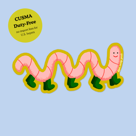 Worm With Boots - Matte VinylSticker
