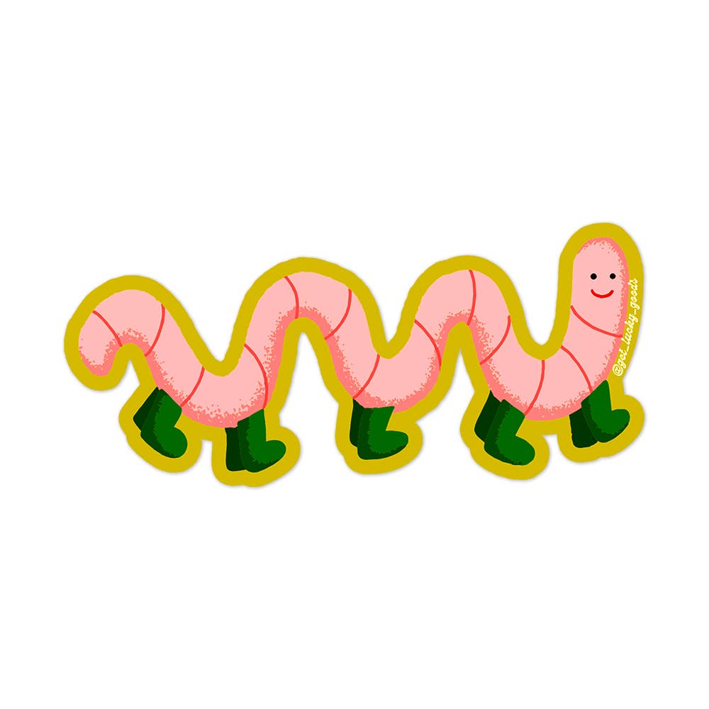 Worm With Boots - Matte VinylSticker
