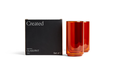 Amber Double Walled Pint Glass Set