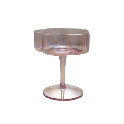 Pleated Flower Stemmed Coupe Glass