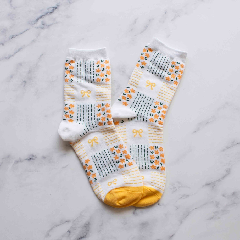 Ribbon + Flower Socks