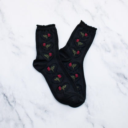 Rose + Heart Vintage Socks