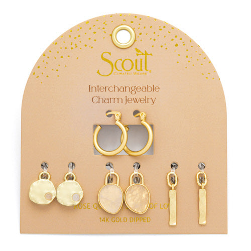 Interchangeable Charm Earrings - Gold