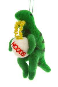 Felted Dino + Ramen Ornament