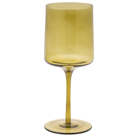 Mid Century Stemmed Wine Glass - Olive