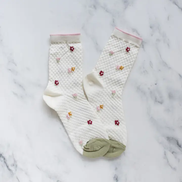 Embossed Flower Socks