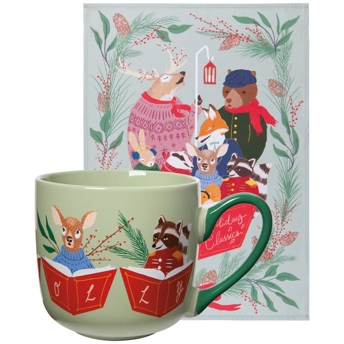 Woodland Carolers Mug+Dishtowel Set