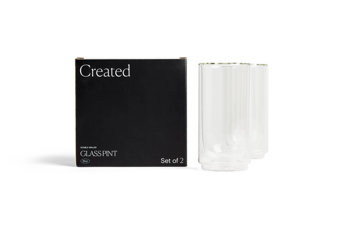 Clear Double Walled Pint Glass Set