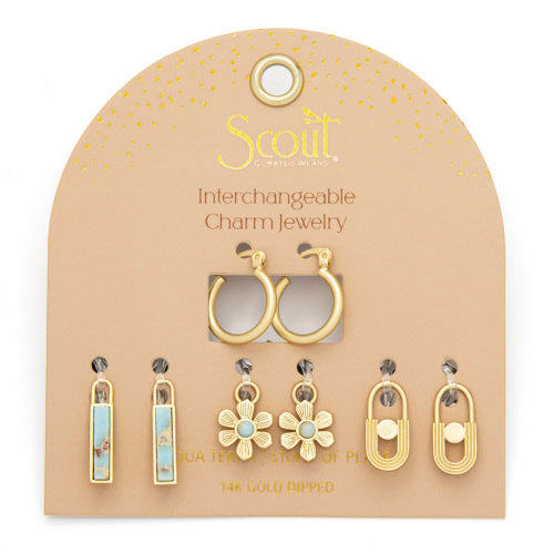 Interchangeable Charm Earrings - Gold