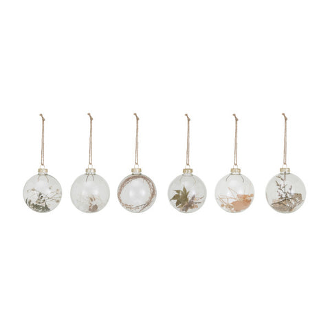 Glass Ball Ornament w/ Dried Botanicals - 6 Styles