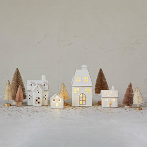 Gold Plated Porcelain LED Village House - 4 Styles