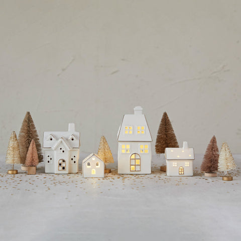 Gold Plated Porcelain LED Village House - 4 Styles