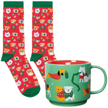 Holiday Hounds Mug & Socks Set