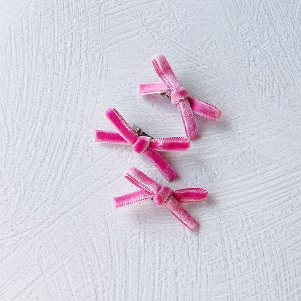 Mini Velvet Ribbon Hair Pin Set
