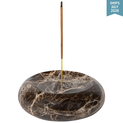 Emperador Marble Round Incense Holder