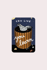Live and Learn (Raccoon) Vinyl Sticker