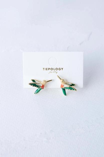 Hummingbird Enamel Earrings