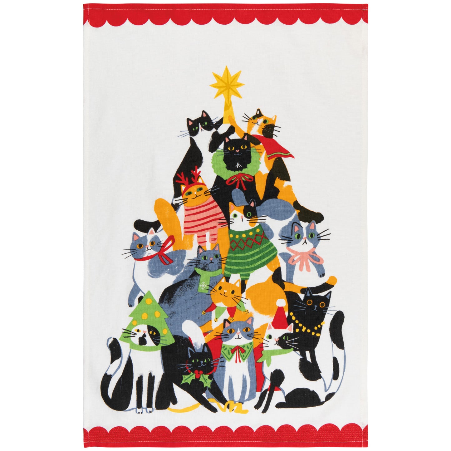 Kitty Carol Christmas Dish Towel