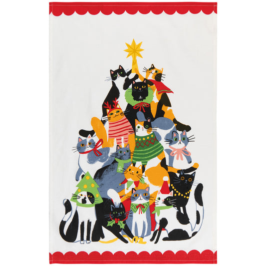 Kitty Carol Christmas Dish Towel