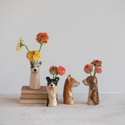 Stoneware Dog Vases