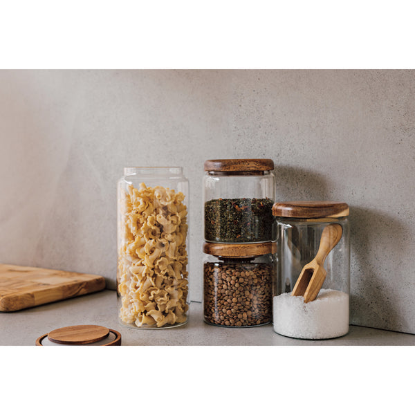 Acacia Wood+Glass Jar - 20oz