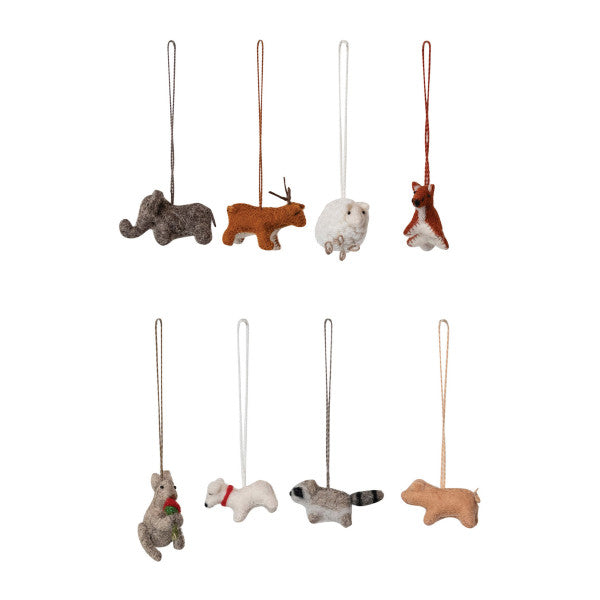 Mini Wool Felt Animal Ornament - 8 Styles