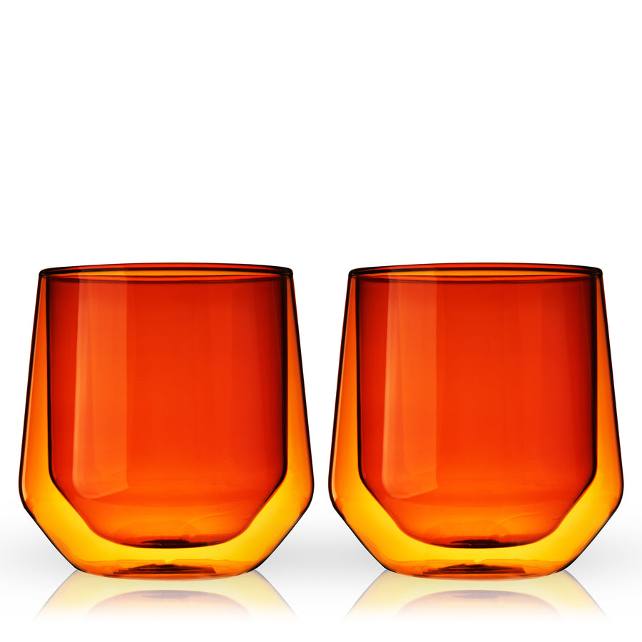 Amber Double Walled Wine Glass Set