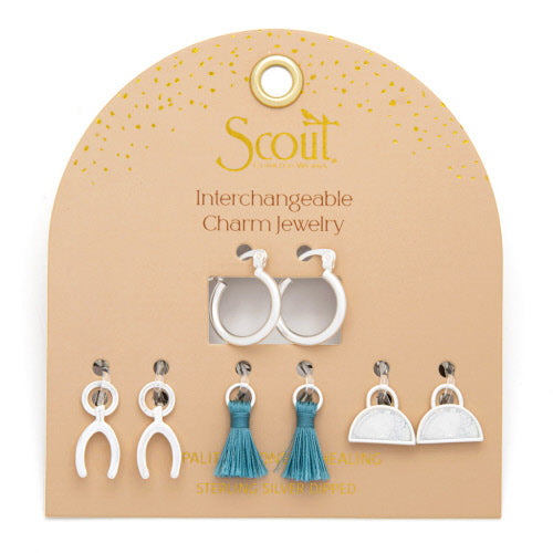 Interchangeable Charm Earrings - Silver