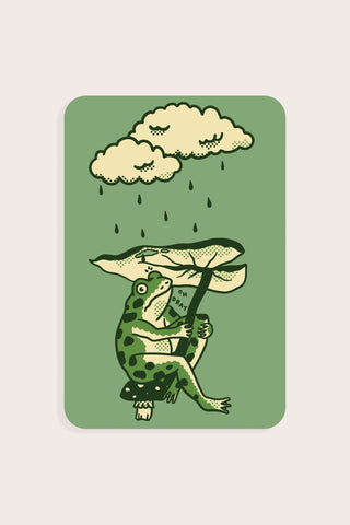Umbrella Frog Vinyl Sticker