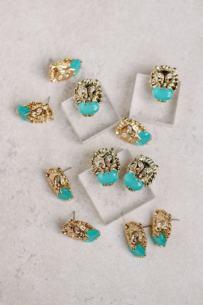 Turquoise Lion Studs