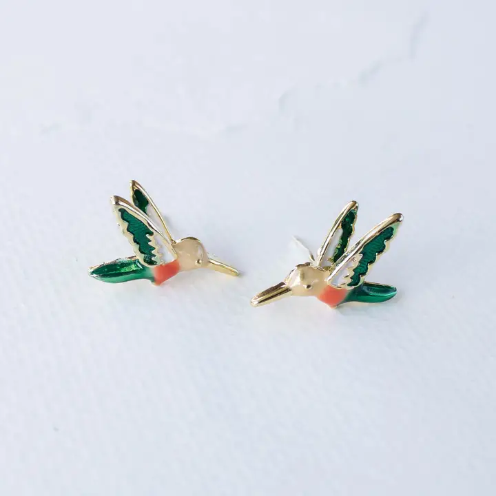 Hummingbird Enamel Earrings