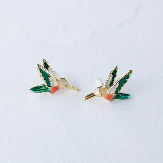 Hummingbird Enamel Earrings