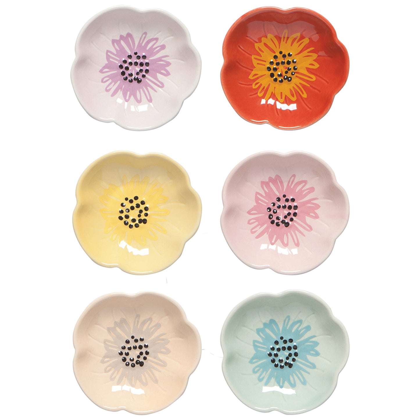 Pinch Bowls (Set/6) - Flowers