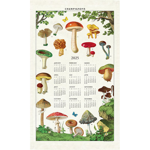 Mushroom Calendar Tea Towel - Cavallini