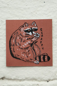 Scrappy Raccoon Woven Sticker Patch