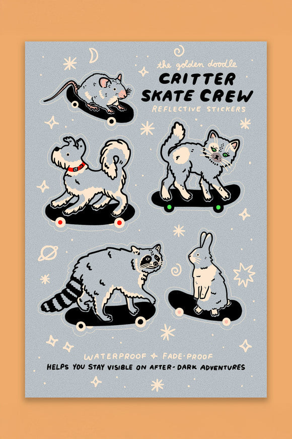 Critter Skate Crew Reflective Sticker Sheet