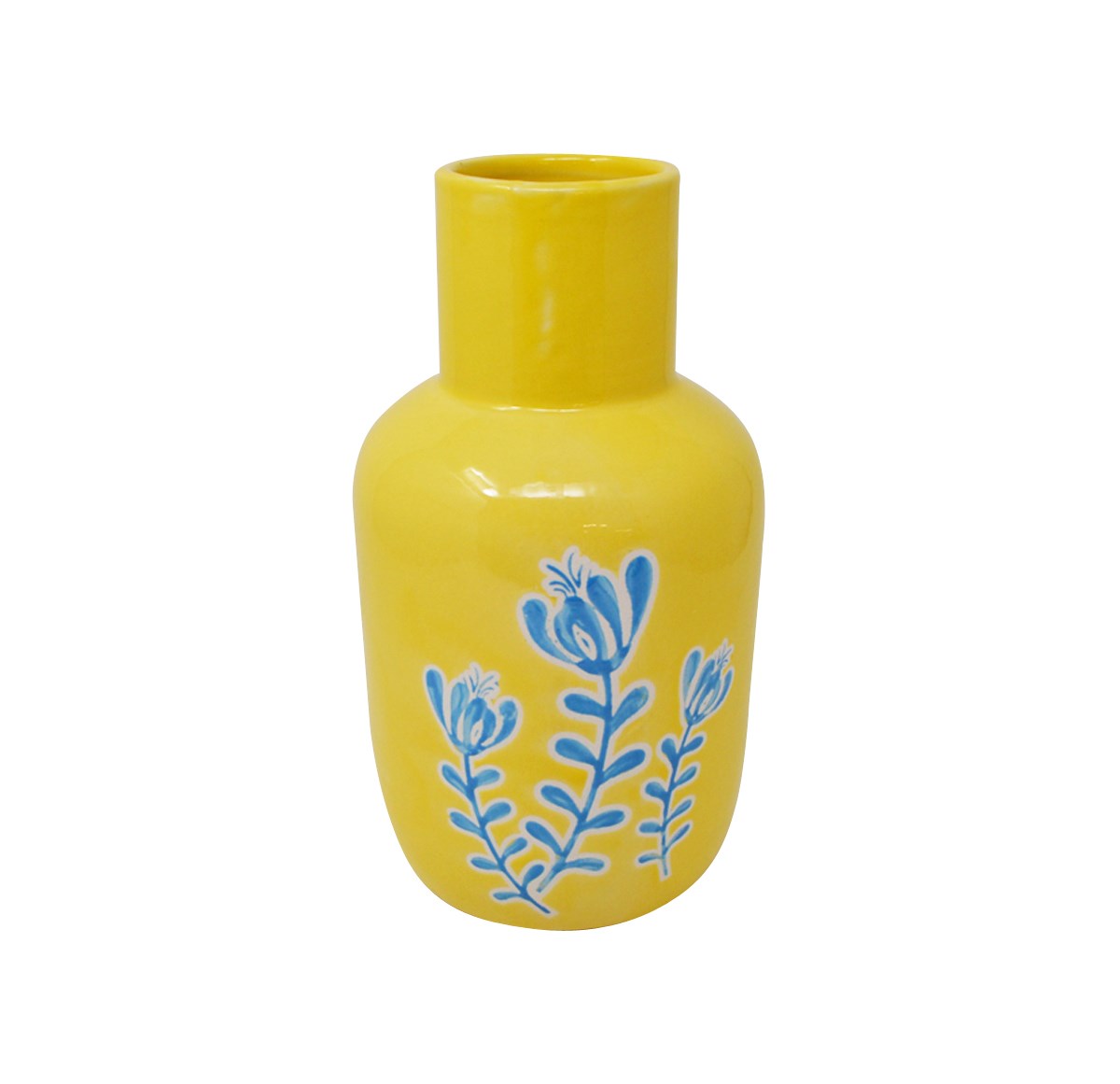 Yellow + Blue Floral Vase