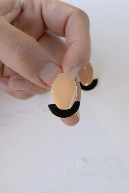 Nude+Black Enamel Earrings