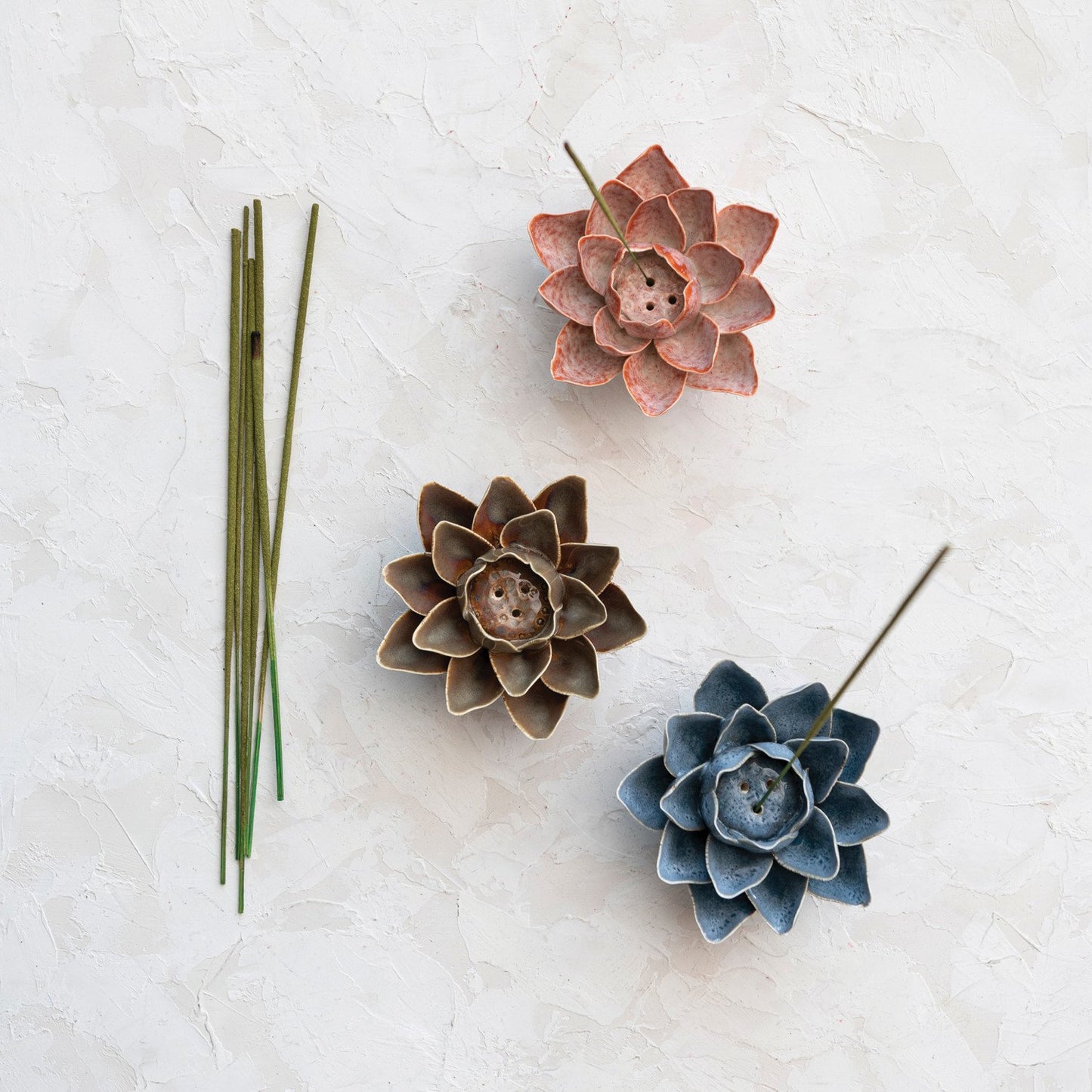 Stoneware Floral Incense Holder