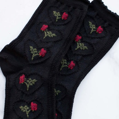 Rose + Heart Vintage Socks