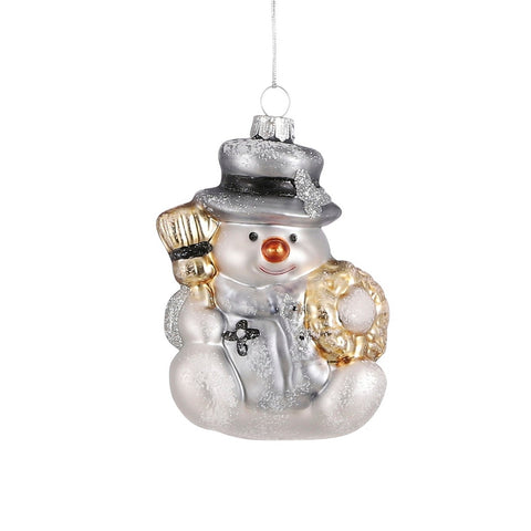 Silver Snowman - Vintage Glass Ornament