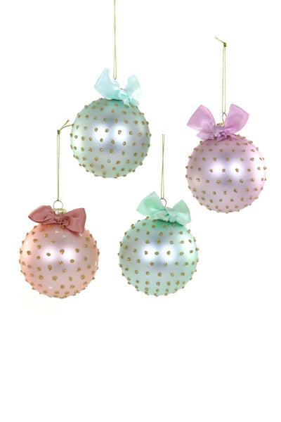 Studded + Bowed Glass Orb Ornament